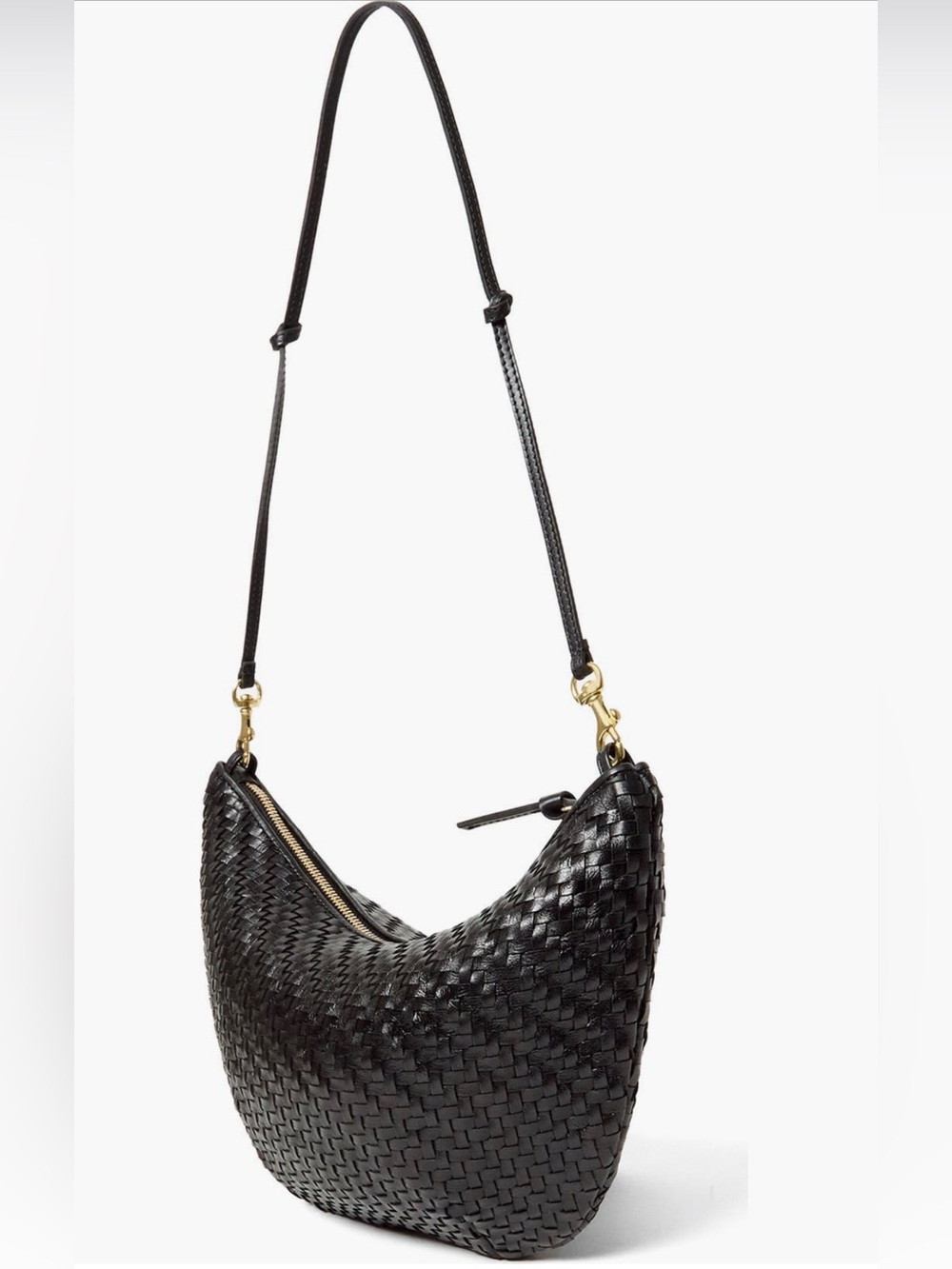NWT Clare V. Lune in black zig-zag woven leather.